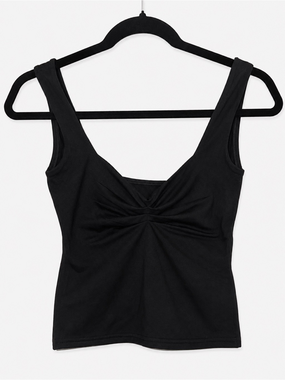 Black Ruched Sweetheart Neck Crop Top